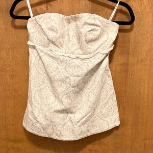 65. Simon’s Barbieri Cream Strapless Top with Pattern